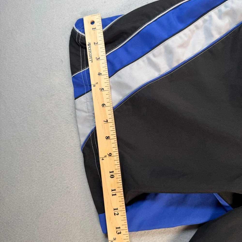 VTG Speedo Mens Swim Trunks Large Black Blue Colorblock Mesh Lined Large